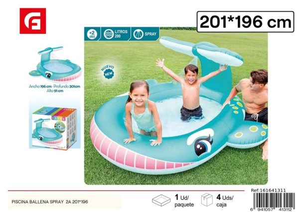 Piscina ballena spray +2 años 201*196 cm - Diversión exclusiva