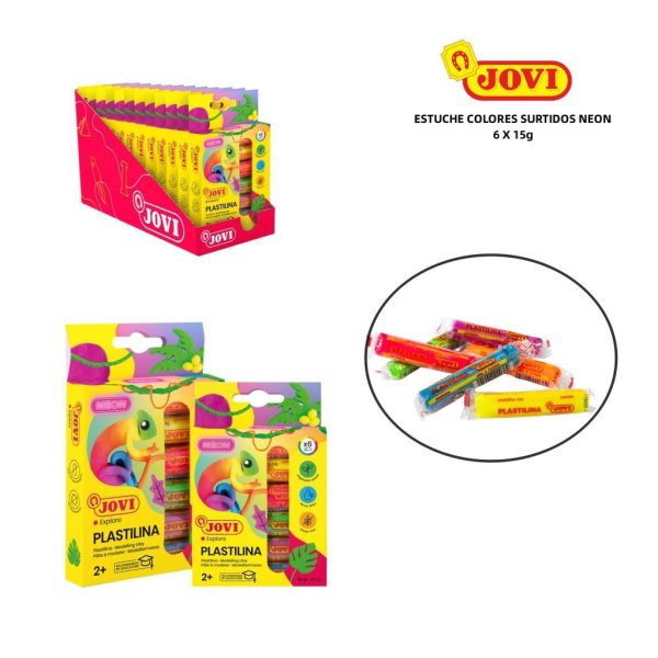 Plasticina estuche 6 barras de 15g colores neón - Material escolar
