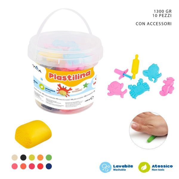 Plastilina 130 g en set de 10 piezas + 6 herramientas - Material de manualidades