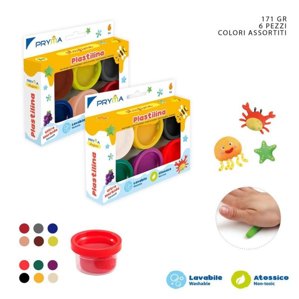 Plastilina 28.5g 6pz + herramienta - Set de manualidades