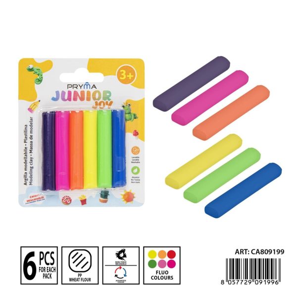 Plastilina 6 piezas fluo - Manualidades