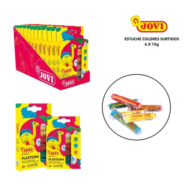 Plastilina estuche 6 barras 15g colores surtidos para manualidades