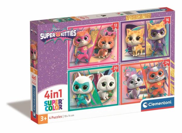 Puzzle 4 en 1 Disney Super Kitties - Licencia oficial