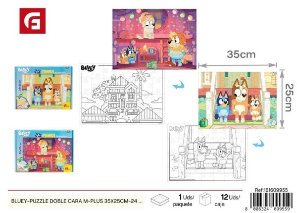 Puzzle doble cara 24 piezas de Bluey 35*25 cm - Juguete educativo sobre amistad