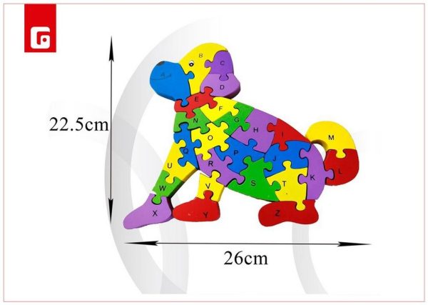 Puzzle perro 26 alfabetos de madera - Juguetes educativos y rompecabezas