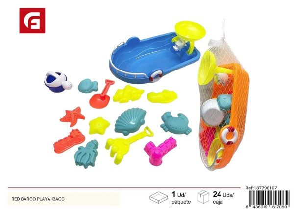 Red de juegos de playa con barco 13 accesorios - Juguetes para la arena