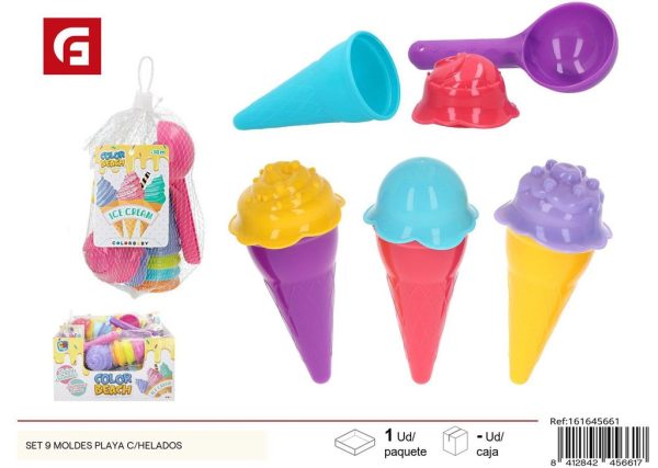 Set de 9 moldes para playa con helados - Juguetes de verano
