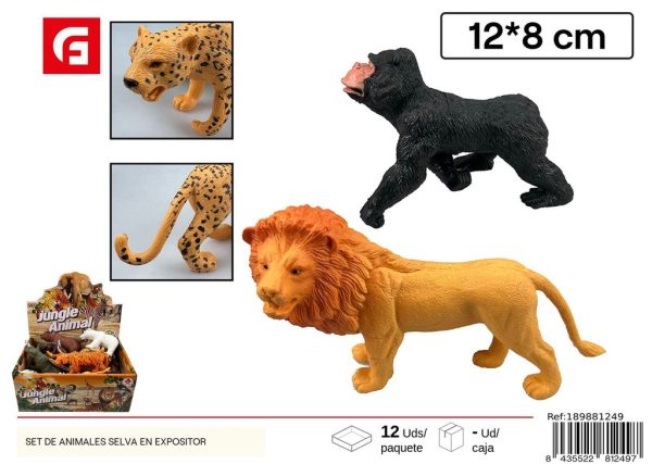 Set de exposición animales de la selva 12 piezas de 5 pulgadas - Juguetes de animales