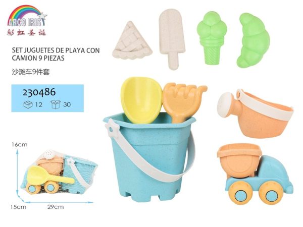 Set de juguetes de playa con camión 9 piezas