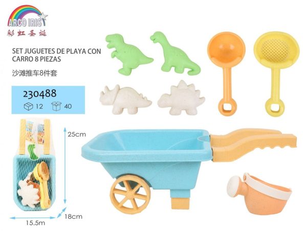 Set de juguetes de playa con carro 8 piezas para diversión en la playa