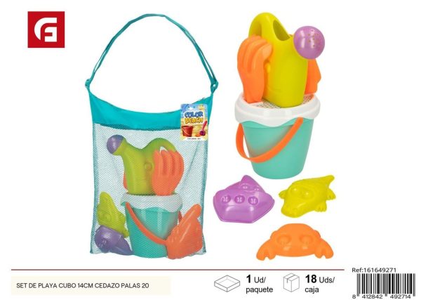 Set de playa cubo 14 cm + cedazo + palas 20 - Juguetes y entretenimiento