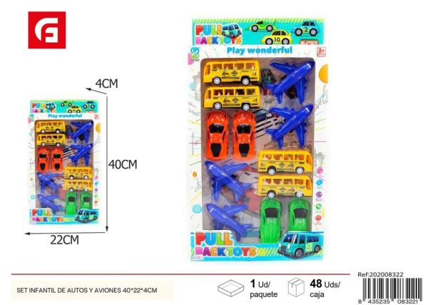 Set infantil de autos y aviones 40x22x4cm - Juguetes de vehículos