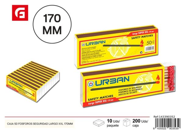 Caja 50 fósforos seguridad largo XXL 170mm - Utensilios de cocina