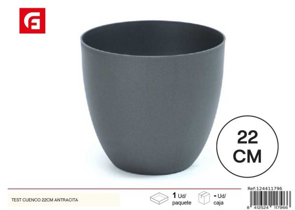 maceta de plástico 22cm antracita - Jardinería y plantas