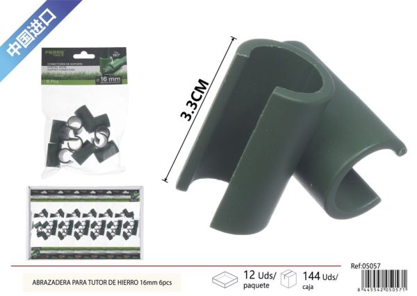 Abrazadera para tutor de hierro 16 mm 6 piezas - Accesorios de jardinería - Imagen 2