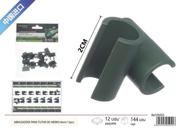 Abrazadera para tutor de hierro 8 mm 12 piezas - Accesorios de jardinería