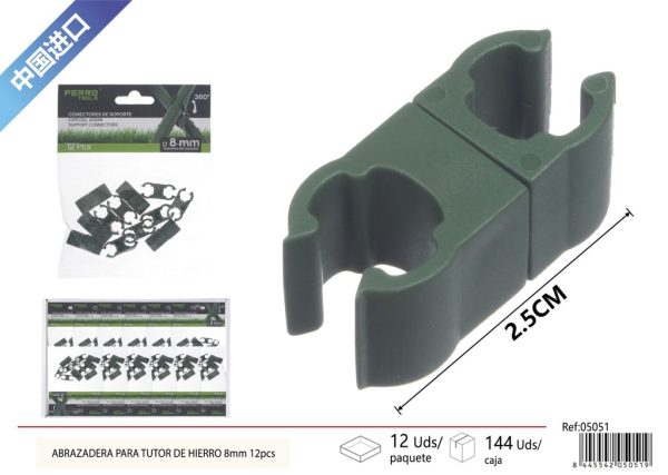 Abrazadera para tutor de hierro 8 mm 12 piezas - Accesorios de jardinería - Imagen 2
