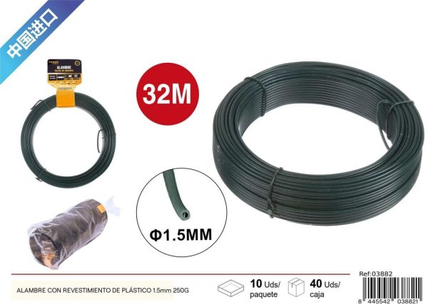 Alambre con revestimiento de plástico 1.5mm 250g - Accesorios de jardín