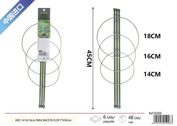 Aro para maceta de flor 14/16/18 cm 7x450 mm - Soporte para plantas en jardines