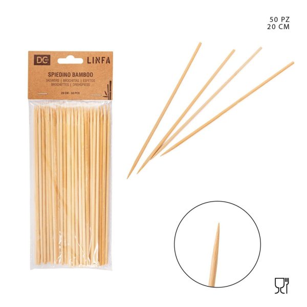 Brochetas de Bambú 4mm x 20 cm 50 pcs - Utensilios de cocina