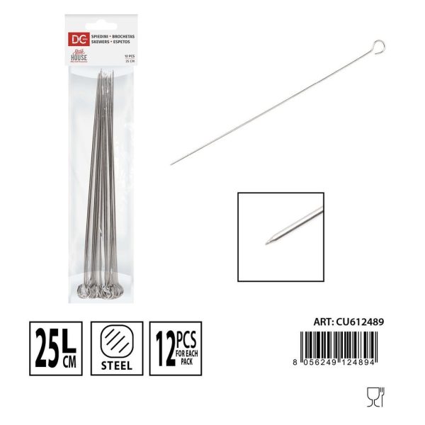 Brochetas de acero de 25cm 12PC - Accesorios para barbacoa
