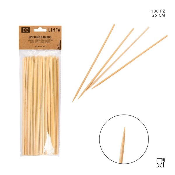 Brochetas de bambú de 3mmx25cm 100 pcs - Utensilios de cocina
