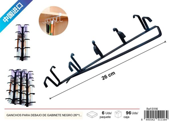 Ganchos para debajo de gabinete negro 26*10*7 cm - Productos de verano