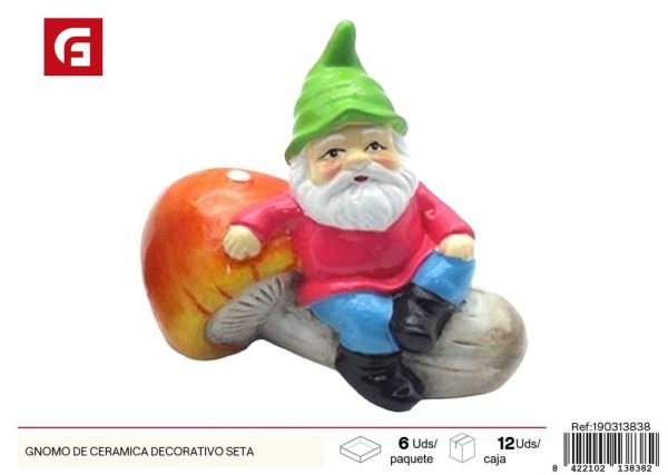 Gnomo de cerámica decorativo en forma de seta - Adornos para jardín - Imagen 2