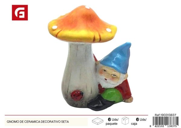 Gnomo de cerámica decorativo en forma de seta - Adornos para jardín - Imagen 3