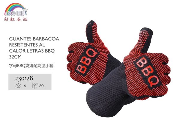 Guantes de barbacoa resistentes al calor con letras BBQ 32CM para cocina
