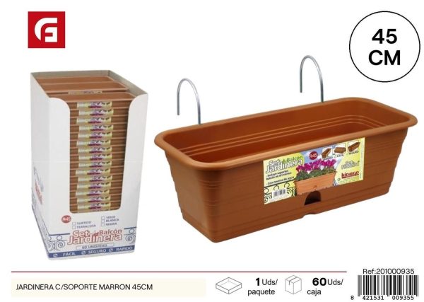 Jardinera con soporte marrón 45 cm - Jardinería