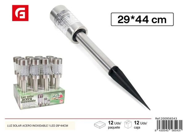 Luz solar acero inoxidable 1 LED 29x44 cm - Iluminación externa de jardín