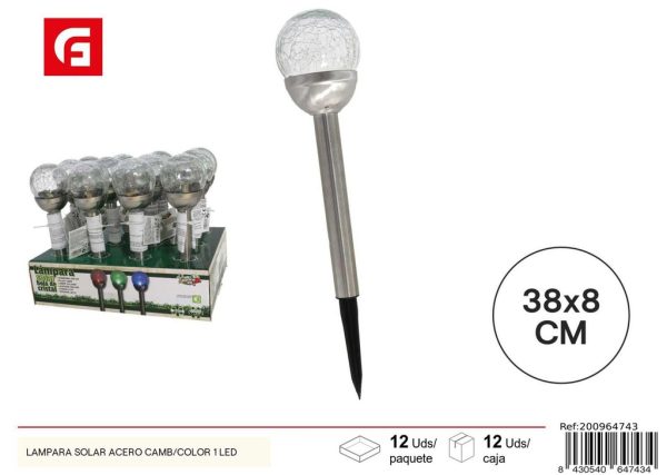 Lámpara solar acero camb/color 1 LED 38x8 cm - Iluminación exterior