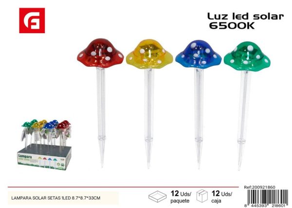 Lámpara solar setas 1 LED 8.7x8.7x33 cm - Decoración luminoso para jardín