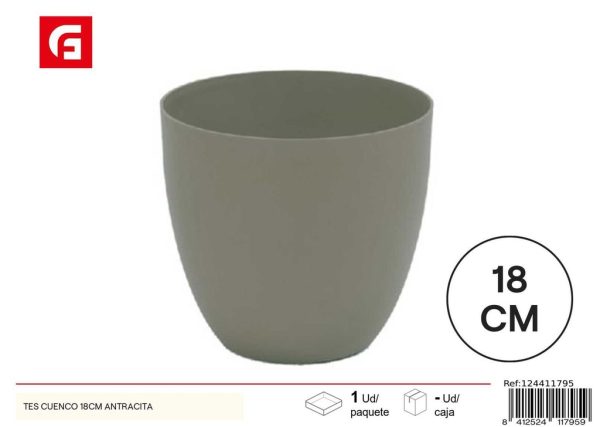 Maceta TES Cuenco 18CM Antracita - Decoración y jardinería