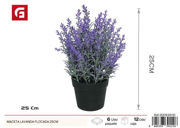 Maceta de lavanda flocada de 25 cm - Decoración para jardines
