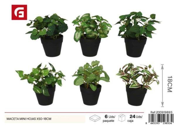 Maceta mini con hojas de 18 cm - Decoración para jardines