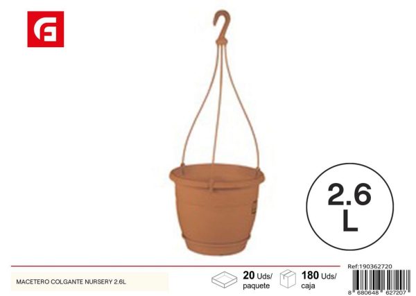 Macetero colgante de metal 2.6L - Accesorios de jardinería
