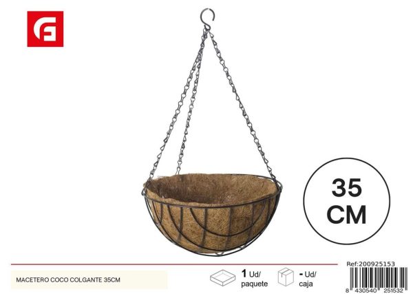 Macetero de coco colgante 35 cm - Jardines y decoración natural