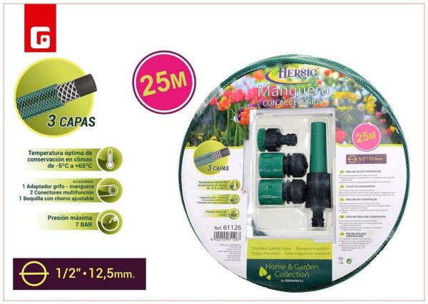 Manguera con accesorios 25M D1/2 - Accesorios de jardín