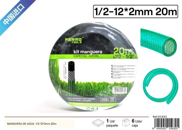 Manguera de PVC negra 1/2-12*2mm 20m - Jardinería