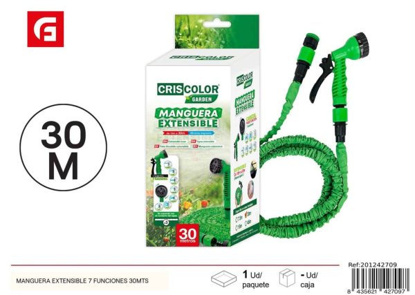Manguera extensible 7 funciones 30 mts, Accesorios de jardín