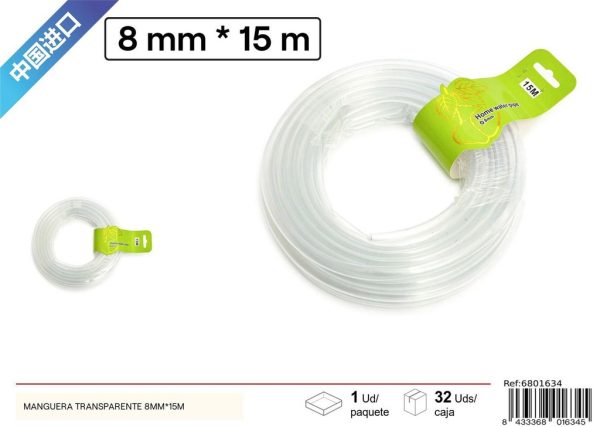 Manguera transparente 8mm*15m - Accesorios de jardinería y riego