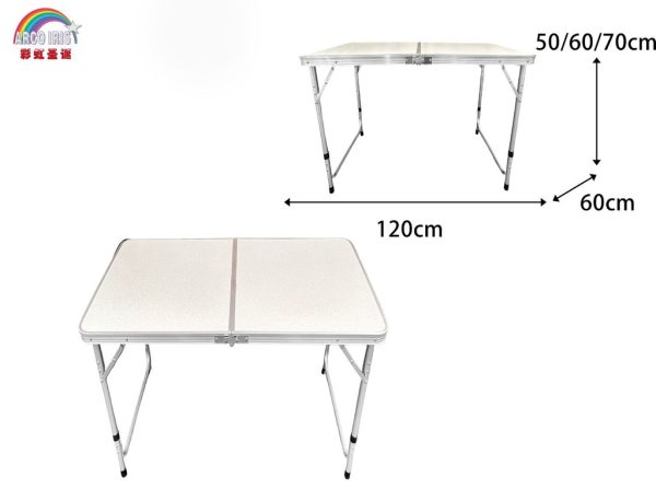Mesa plegable 120x60x55/60/70cm para jardín y camping
