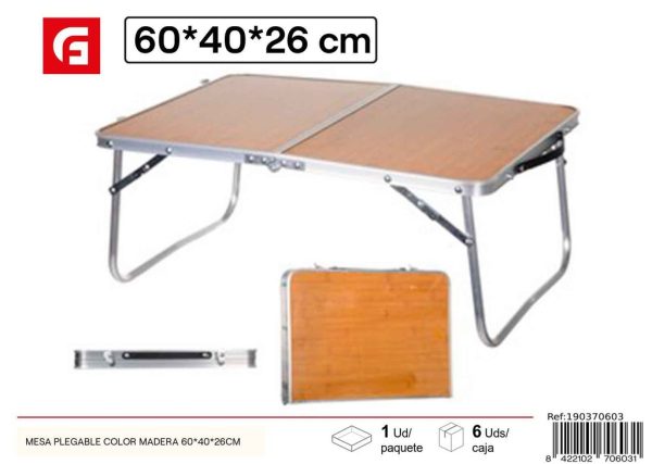 Mesa plegable color madera 60x40x26 cm - Muebles de jardín