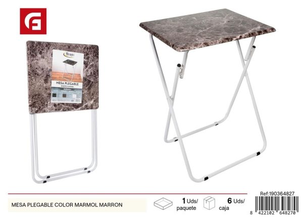 Mesa plegable color mármol marrón - Muebles decorativos