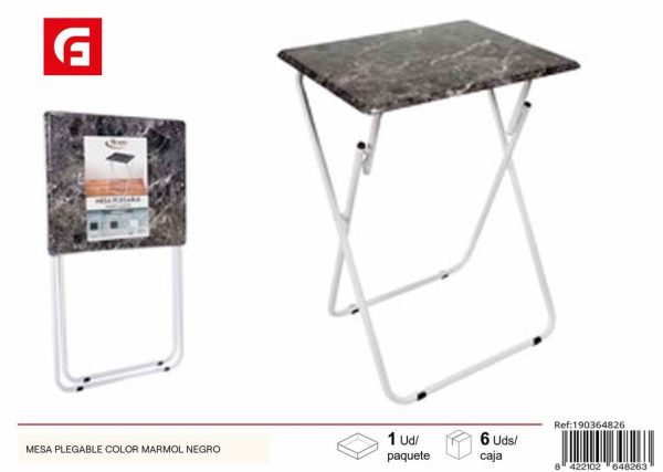Mesa plegable color mármol negro - Muebles decorativos