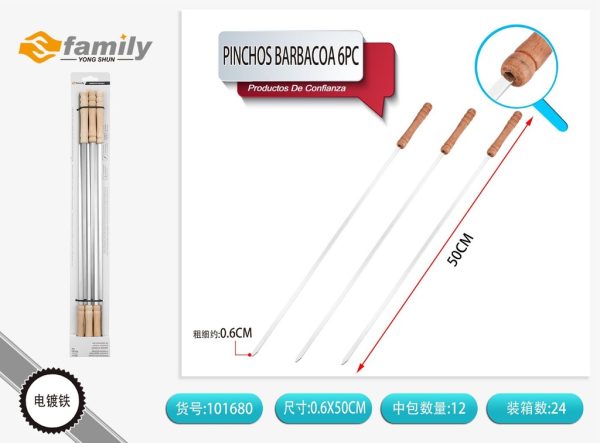 PINCHOS BARBACOA 6 pcs 45 cm - Accesorios de cocina