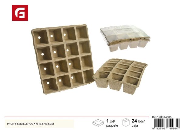 Packing de 5 semilleros x16 18.5x18.5 cm - Accesorios de jardín