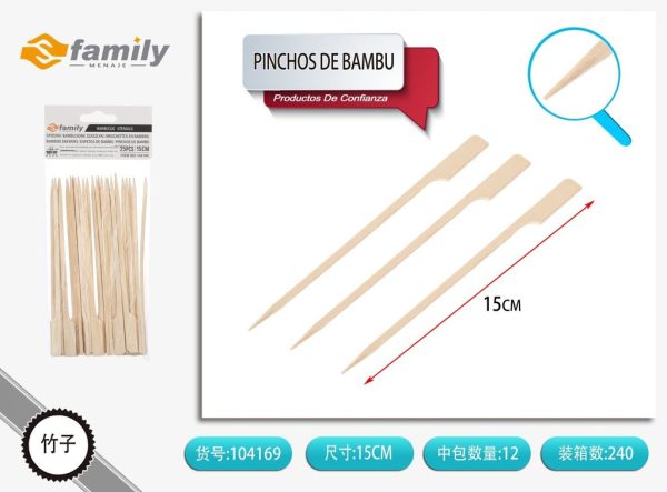 Pinchitos de bambú 15 cm 25 piezas - Artículos para barbacoa